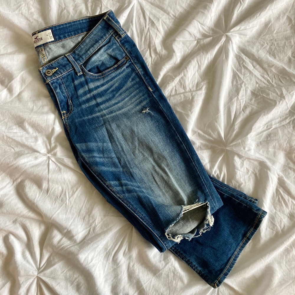 Women’s distressed knee HOLLISTER bootcut jeans